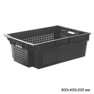 Ящик для овощей черный 600х400х200 /уп 1/