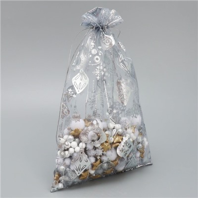 Мешочек подарочный органза «Новогодние игрушки», 20×30 см ± 1.5 см