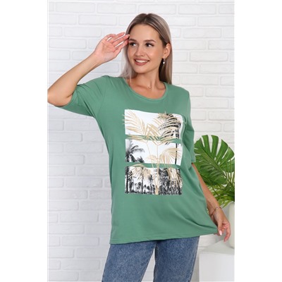 Футболка 786 с рисунком листья пальмы НАТАЛИ, 986272