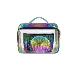 Kristaller Набор женских косметичек Chameleon Knitted rope pattern 3 in 1, сине-зеленый перламутр KRISTALLER, 1111211