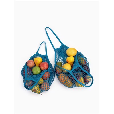 Набор 2 шт.: сумка-авоська плетёная, клетка 1.5 см, синяя