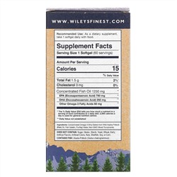 Wiley's Finest, рыбий жир диких аляскинских рыб, максимальное содержание ЭПК, 1000 мг, 60 рыбных капсул