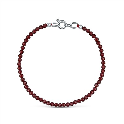 Браслет из серебра с гранатом родированный БГР1-1509