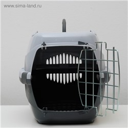 Переноска для животных до 9 кг «Пижон», металлическая дверь, 43×29×27.5 см, серая