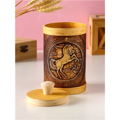 Туес «Конь вороной», банка для хранения, береста