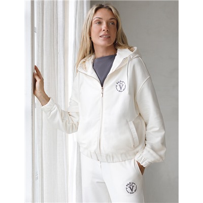 Зип худи на молнии из эластичного футера двухнитки с резинкой по низу и манжетами