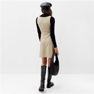 Платье мини женское в клетку MIST, размер 42, бежевое