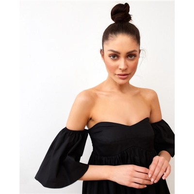 Платье с открытыми плечами MIST, размер 48, цвет чёрный