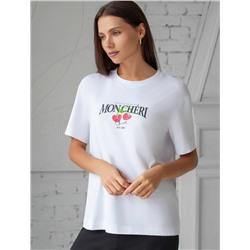 Футболка с принтом свободная эластичная из премиального хлопка