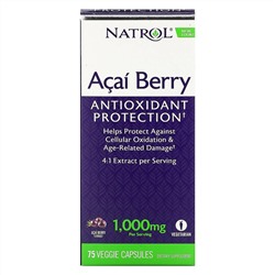 Natrol, Ягоды асаи, 1000 мг, 75 вегетарианских капсул