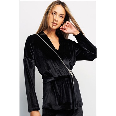 Кардиган 393BLK кимоно с поясом на запах НАТАЛИ, 1054510
