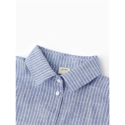 Рубашка женская MINAKU oversize в полоску, белая, голубая, размер 46