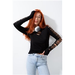 7476 Лонгслив женский (Черный)