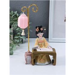 Фигурка светящаяся «Девочка в кимоно занимается каллиграфией», полистоун, 3×AG3, 6.8×11.5×21 см