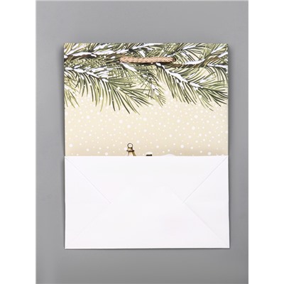 Пакет подарочный новогодний ламинированный, «Новогодний дом», 18×10×22.3 см