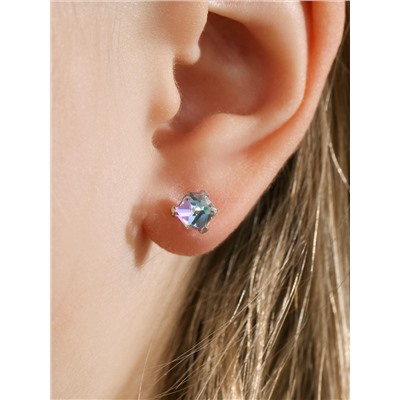 Серьги-пусеты из серебра с кристаллами Swarovski родированные 925 пробы 0056с-001VL