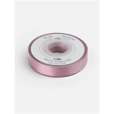 Лента атласная TEIRA, двухсторонняя, 20 мм, 25±1 м, розовая №165