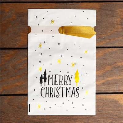 Пакет полиэтиленовый подарочный новогодний, с завязками «Ёлочки», 15×23 см