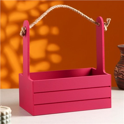 Подарочный ящик «Аром», 25.5×15×30 см, деревянный, ручка - канат, бордовый