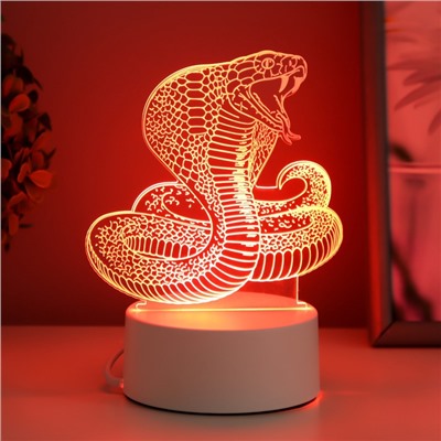 Светильник 3D RISALUX «Кобра», LED-ночник, RGB, от сети, 13.8×9.5×15 см