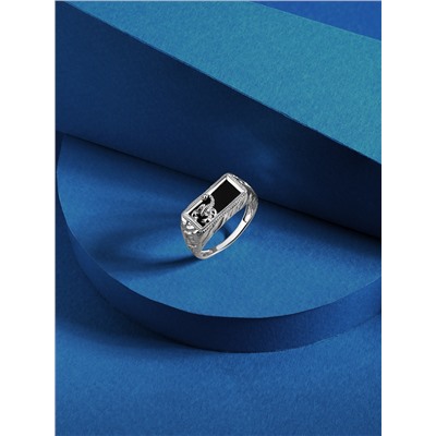 Кольцо из серебра с плавленым кварцем родированное - Скорпион К-3007р