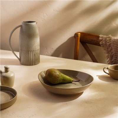 Тарелка глубокая SL Home «Песчаный бриз», 1.3 л, 26×24×6 см, фарфор, бежевая