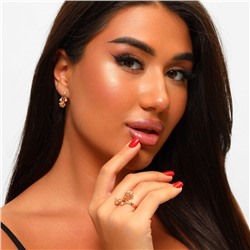 Комплект ювелирной бижутерии Дубайское золото: серьги и кольцо с покрытием позолотой, 17 р, арт.214.803-17