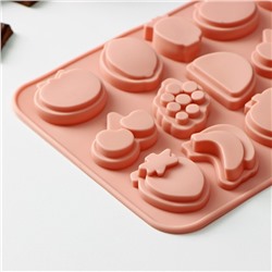 Форма для конфет и шоколада Доляна «Сочно», силикон, 21×12.5×1 см, 18 ячеек, цвет МИКС