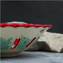 Фруктовница узбекская Риштанская Керамика «Цветы», d=27 см, красная