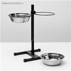Подставка с мисками, 2×1.5 л, высота 50 см, разборная, чёрная