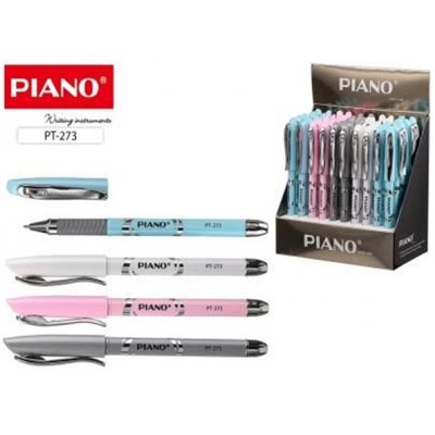 Ручка шариковая масляная "PIANO" 0.5мм синяя, с грипом, игольчатый наконечник PT-273 Piano