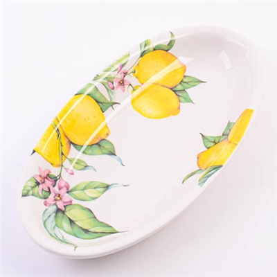 60178 Блюдо сервировочное овальное Лимонный праздник доломит LR (х24)