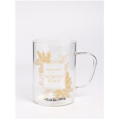 Кружка новогодняя с ложкой и крышкой «Волшебного нового года», 470 мл