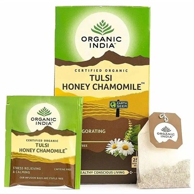 Organic India Tulsi Honey Chamomile Tea / Органик Индия Тулси Мед и ромашка 25 Чайные пакетики
