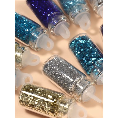 Блёстки для декора «Небесное мерцание», набор 12 бутылочек, крупные/мелкие, разноцветные