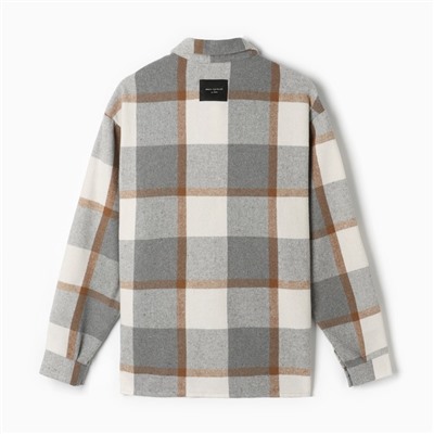 Рубашка мужская в клетку MIST, размер 48, серый