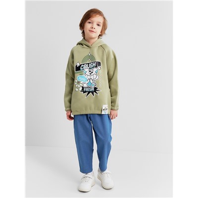 Толстовка (худи) детская MINAKU: CRUSH, оливковая, рост 104 см