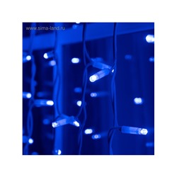 Гирлянда «Занавес» 2×3 м, IP65, УМС, белая нить каучук, 600 LED, свечение синее, 220 В