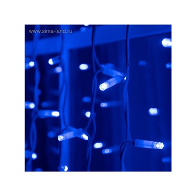 Гирлянда «Занавес» 2×3 м, IP65, УМС, белая нить каучук, 600 LED, свечение синее, 220 В