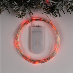 Гирлянда «Нить» 5 м роса, IP20, серебристая нить, 50 LED, батарейки CR2032×2 (в комплекте), свечение красное