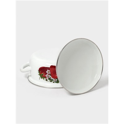 Кастрюля эмалированная, 2 л, d=20.5 см, с крышкой, белая