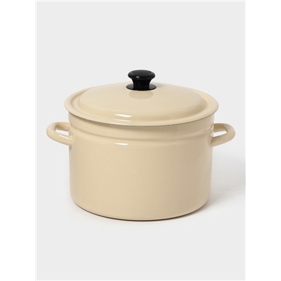Кастрюля эмалированная, 8 л, d=26.5 см, с крышкой, цилиндрическая, цвет слоновой кости