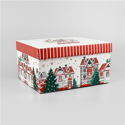 Коробка подарочная новогодняя складная Sweet home, 31.2×25.6×16.1 см, Новый год