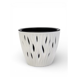 Кашпо для цветов со вставкой «Вдохновение», 5.7 л, d=23.5 см, белое/черное