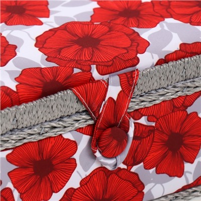 Шкатулка для рукоделия и шитья «Красные маки на белом», хранение ниток, иголок, мелочи, 24×16×11 см