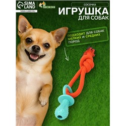 Игрушка жевательная с канатом «Сосочка», до 25 см, оранжевая, голубая