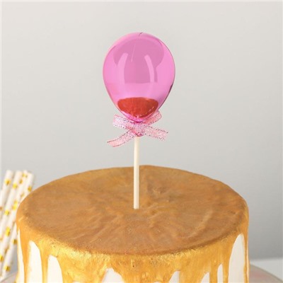 Топпер для торта «Шар», 19×5 см, цвет розовый