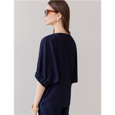 Свободная блузка с вырезом лодочка из плотного лиоцелла