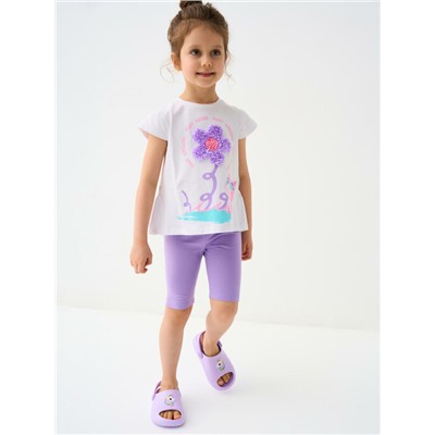 Комплект трикотажный для девочек: джемпер (футболка), брюки (легинсы укороченные)