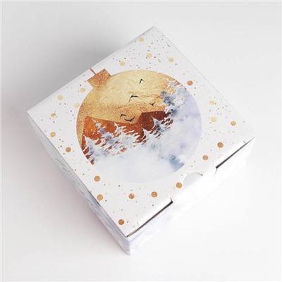 Коробка подарочная новогодняя складная Best wishes, 15×15×7 см, Новый год